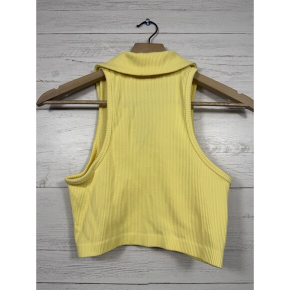 Garage womens yellow cropped sleeveless polo top size medium summer tank top - Picture 3 of 4